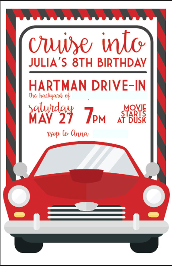 Backyard Movie Birthday Party Invitation, designed by Anna Hartman, Creative